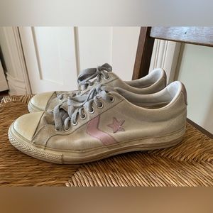 Converse All Star brushed light grey leather with light purple women 10.5